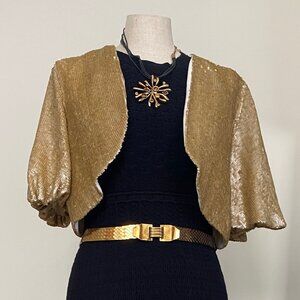 Gold Sequin Cropped Bolero Jacket - Women Jackets & Coats
